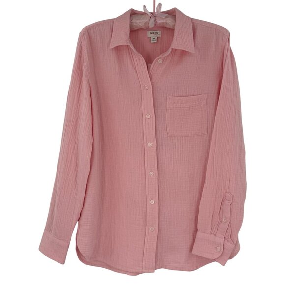 NWT J.Crew Pink Crinkle Gauze Cotton Coastal Granddaughter Button Down Top XS - Picture 2 of 16